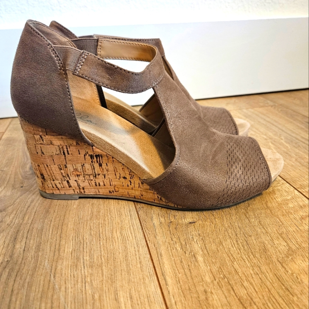 Suede Cork Wedges